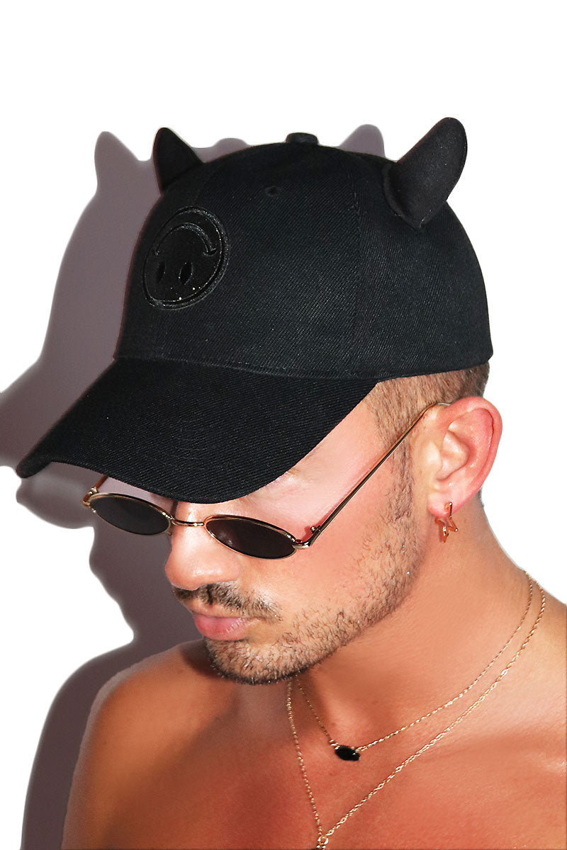 Upside Down Satanic Horns Dad Hat -Black
