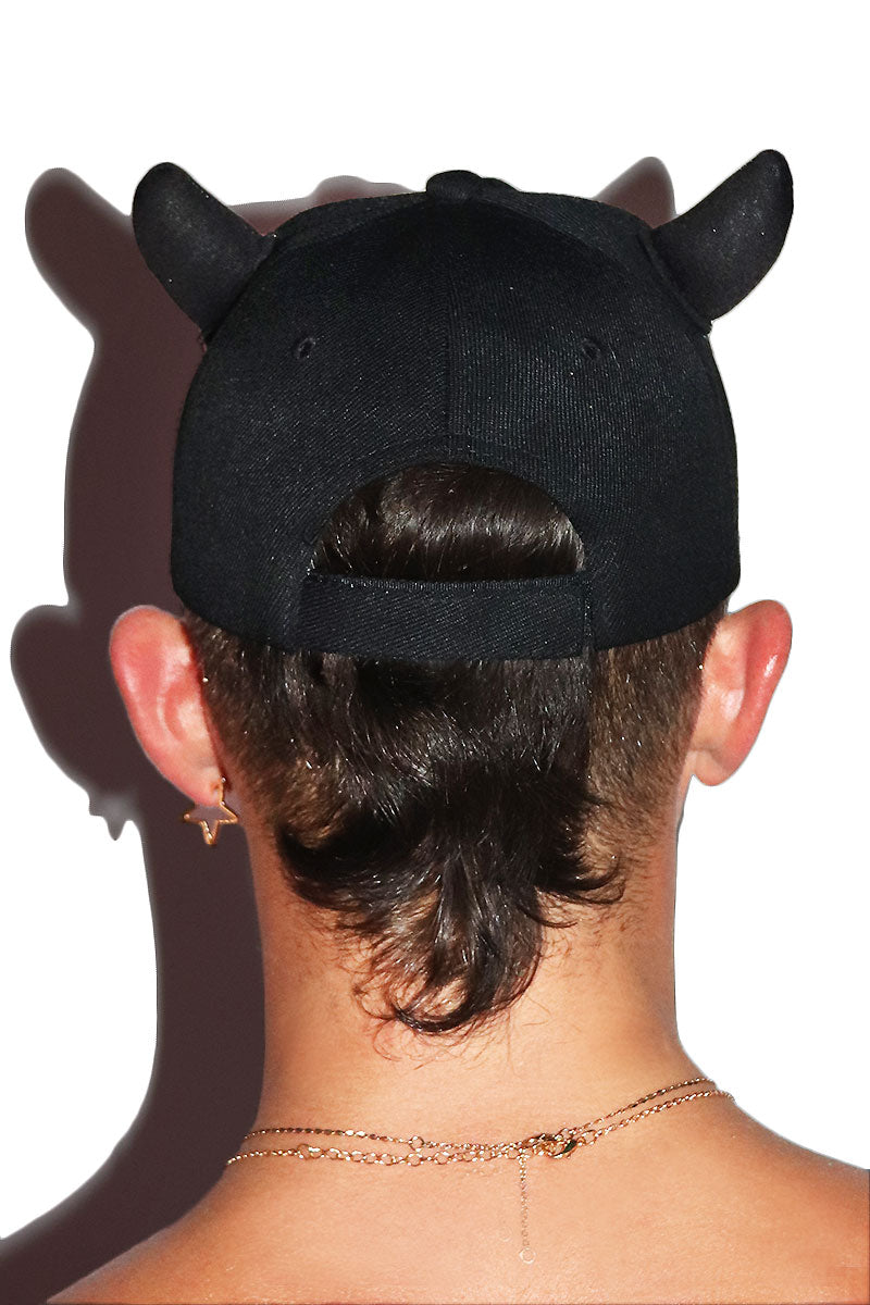 Upside Down Satanic Horns Dad Hat -Black