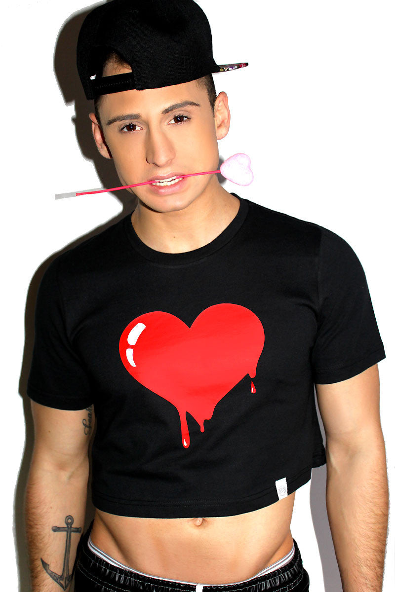 Bleeding Heart Crop Tee- Black