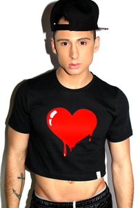 Bleeding Heart Crop Tee- Black