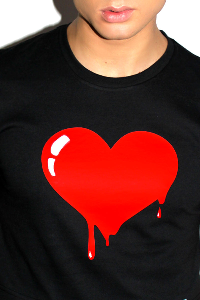 Bleeding Heart Crop Tee- Black