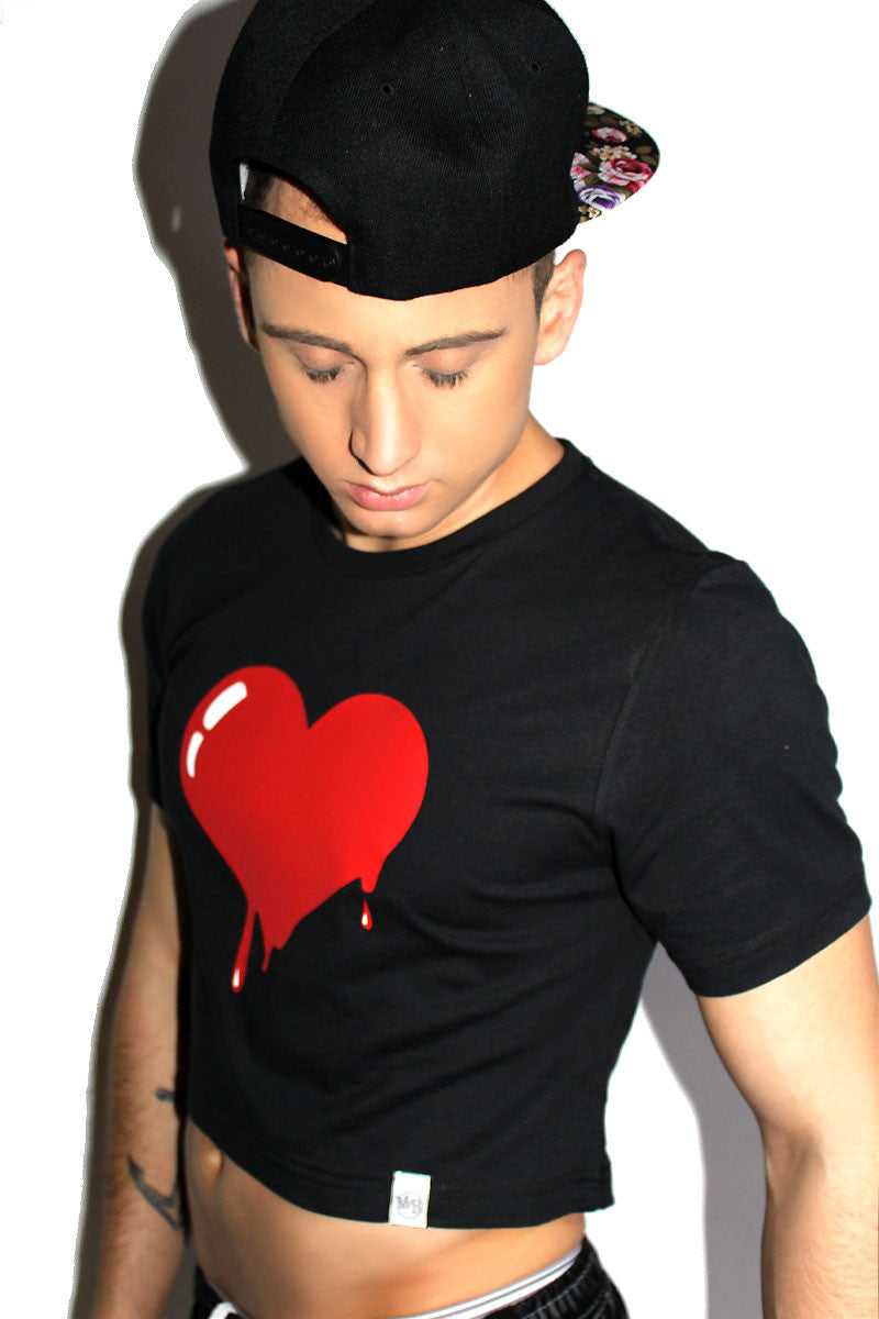Bleeding Heart Crop Tee- Black
