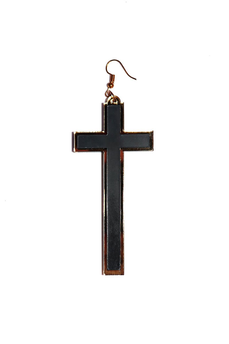 Gilded Cross Single Earring- Gold