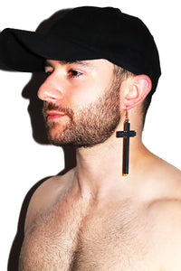 Gilded Cross Single Earring- Gold