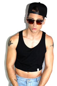 Core Crop Racerback Tank- Black