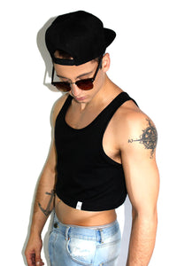 Core Crop Racerback Tank- Black