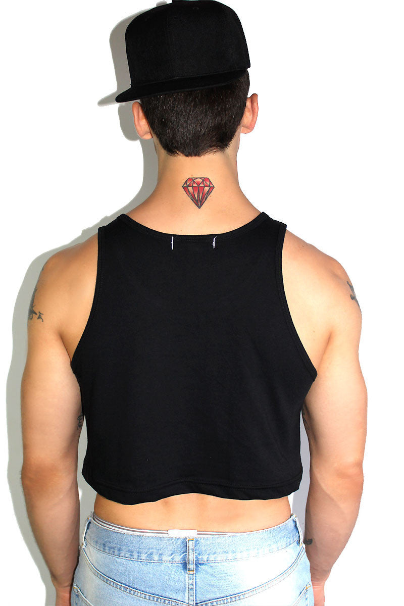 Core Crop Racerback Tank- Black