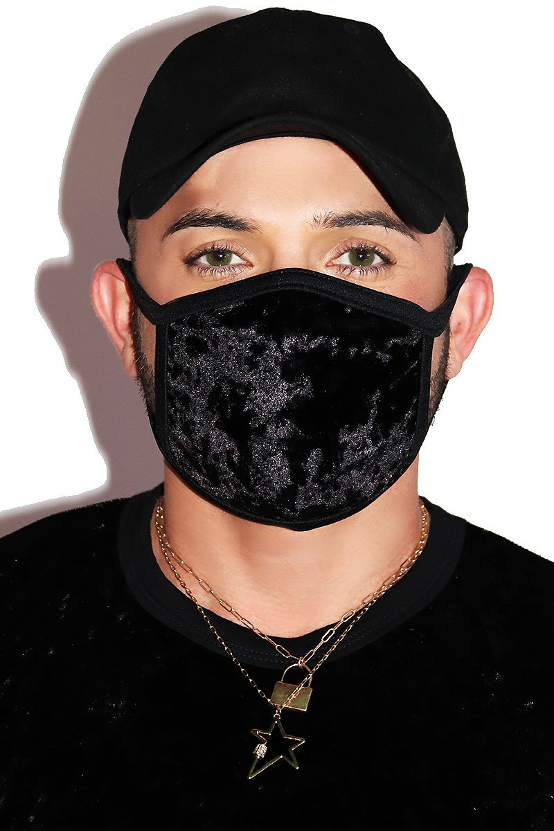 Crushed Velvet Face Mask- Black