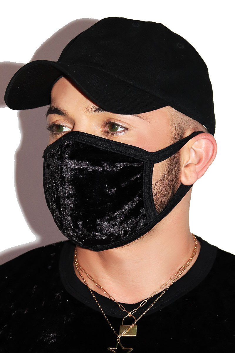 Crushed Velvet Face Mask- Black