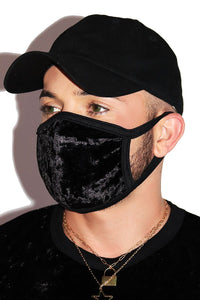 Crushed Velvet Face Mask- Black