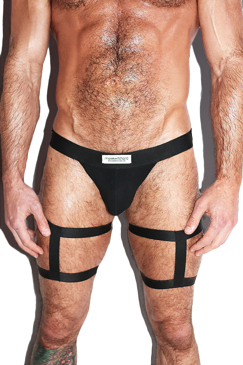 Baseball Cutout Harness Jock Shorts- Black