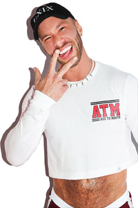 Ass To Mouth Long Sleeve Crop Tee-White