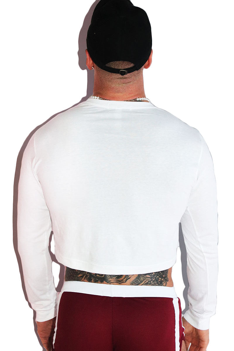 Ass To Mouth Long Sleeve Crop Tee-White