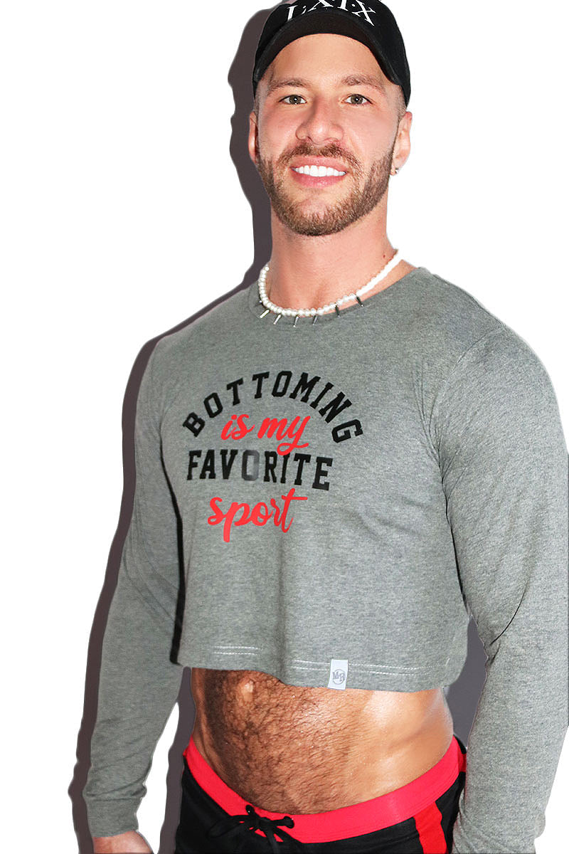 Favorite Sport Long Sleeve Crop Tee-Light Charcoal