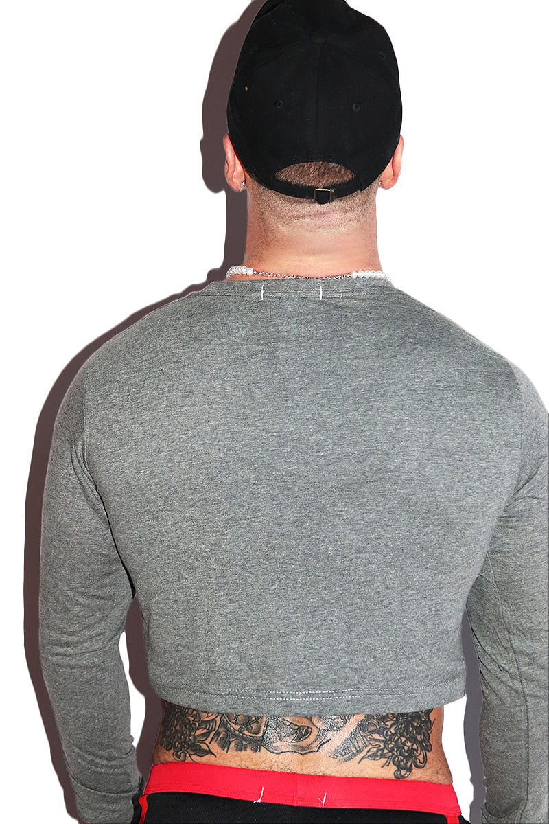 Favorite Sport Long Sleeve Crop Tee-Light Charcoal