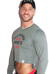 Favorite Sport Long Sleeve Crop Tee-Light Charcoal