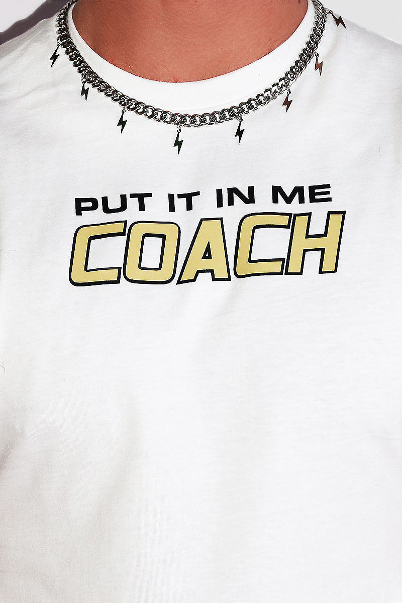 Put It In Me Coach Crop Low Armhole Tank- White