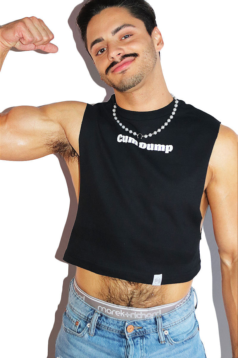 Cum Dump Crop Low Armhole Tank- Black