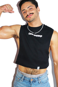 Cum Dump Crop Low Armhole Tank- Black