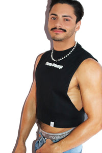 Cum Dump Crop Low Armhole Tank- Black