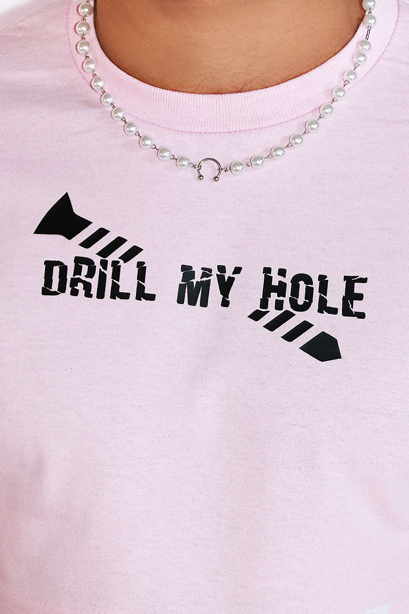 Drill My Hole Extreme Crop Tee-Pink
