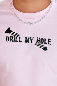 Drill My Hole Extreme Crop Tee-Pink