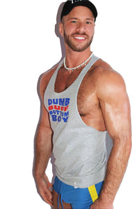 Dumb Buff Bottom Boy String Tank-Grey