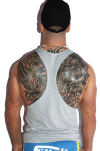 Dumb Buff Bottom Boy String Tank-Grey