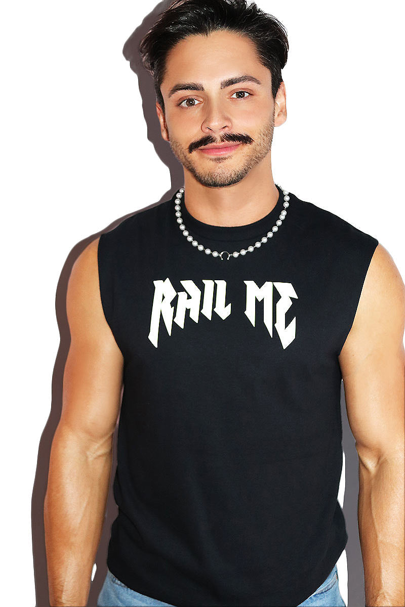 Rail Me Sleeveless Tee-Black