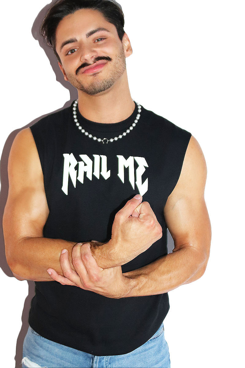 Rail Me Sleeveless Tee-Black