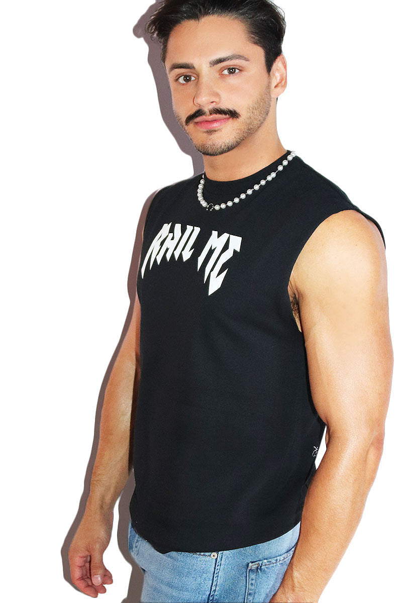 Rail Me Sleeveless Tee-Black