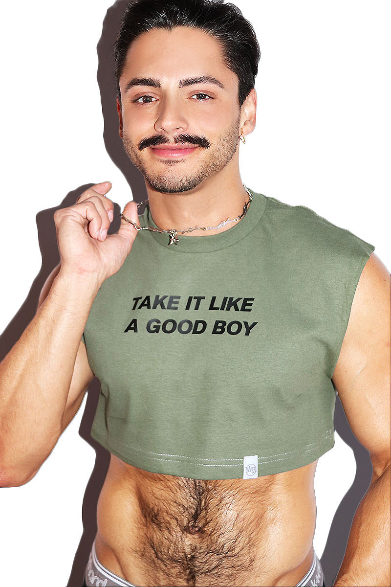 Like A Good Boy Extreme Crop Tank-Army