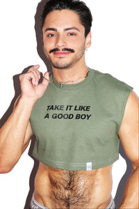 Like A Good Boy Extreme Crop Tank-Army