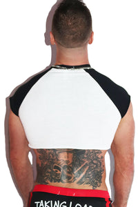 Twunk Raw Edge Baseball Extreme Crop Tee-Black
