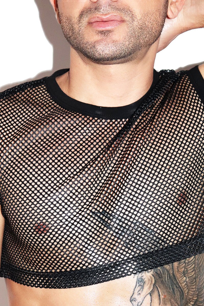 Core Extreme Mesh Crop Tank-Black