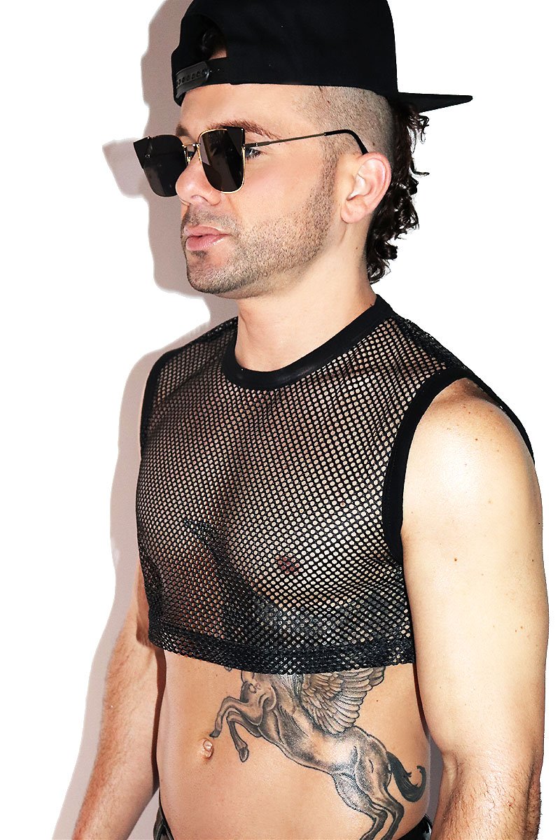 Core Extreme Mesh Crop Tank-Black