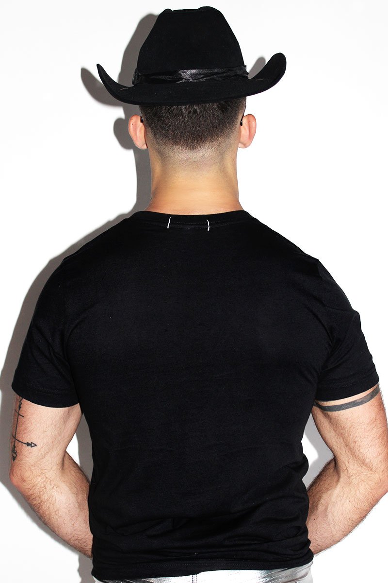Star Mesh Cutout Tee-Black