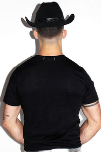 Star Mesh Cutout Tee-Black