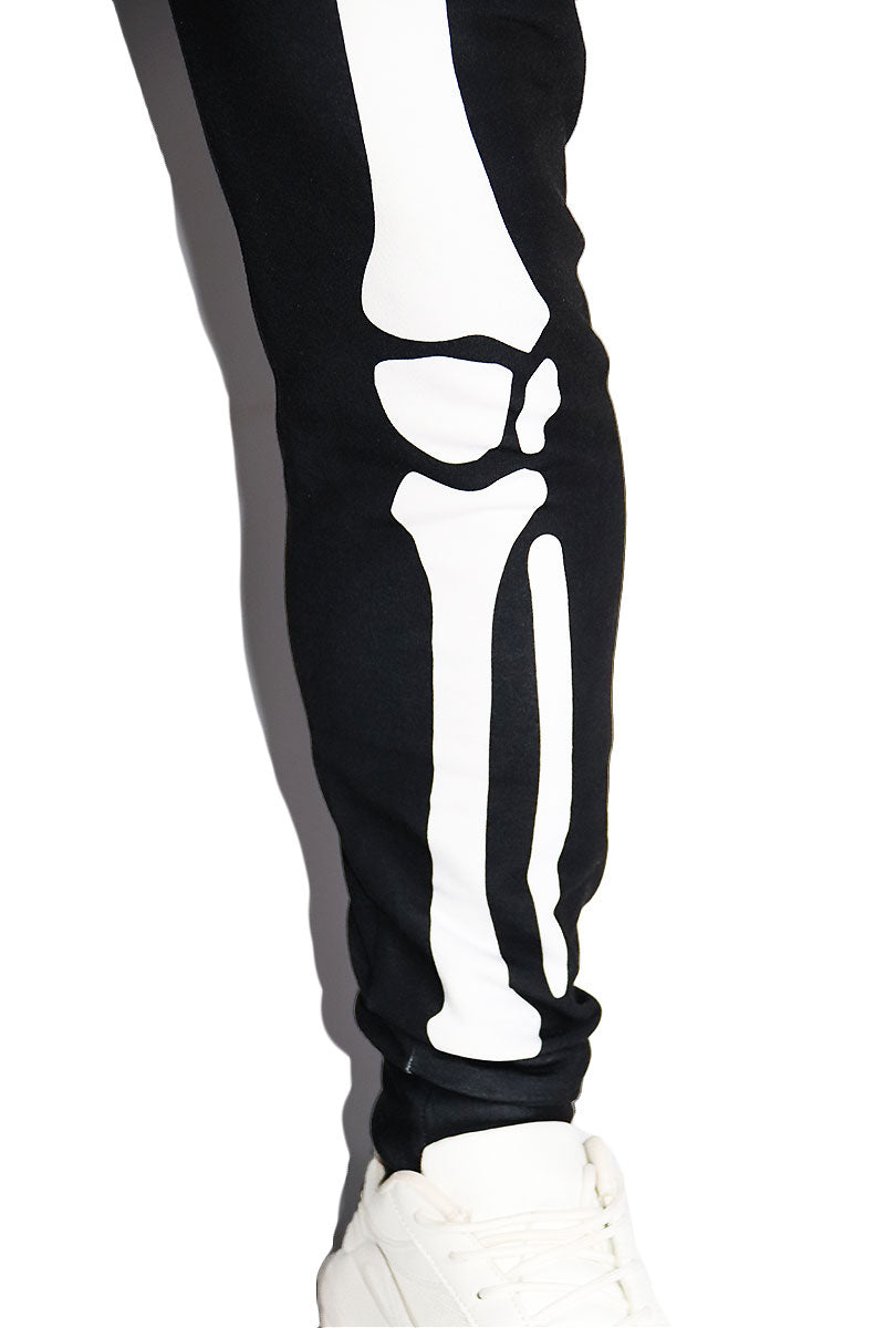 Skeleton All Over Print Sweatpants- Black