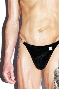 BDSM Velvet Back Chain Thong- Black