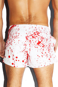 Bloody Mess All Over Active Shorts- White