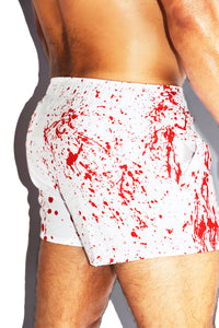 Bloody Mess All Over Active Shorts- White