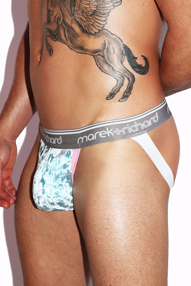 Icy Crushed Velvet Jockstrap-Blue