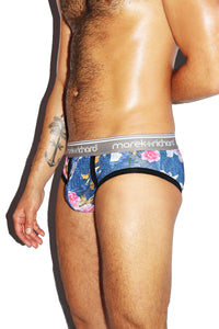 Eden Floral Lace Brief- Blue
