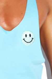 Upbeat Smile Crop String Tank- Sky Blue