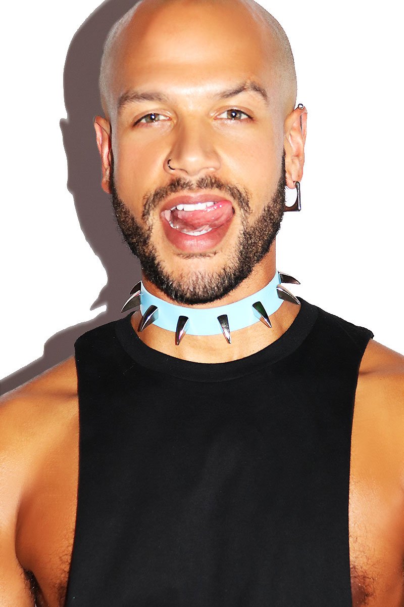 Underworld Downward Spikes Collar Choker-Blue