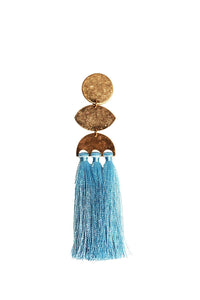 Blue Tassel Single Earring-Gold
