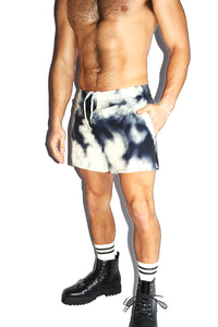 Storm Clouds All Over Print Active Shorts- Black