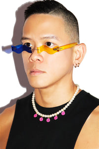 Wavy Peepers Acrylic Sunglasses- Blue