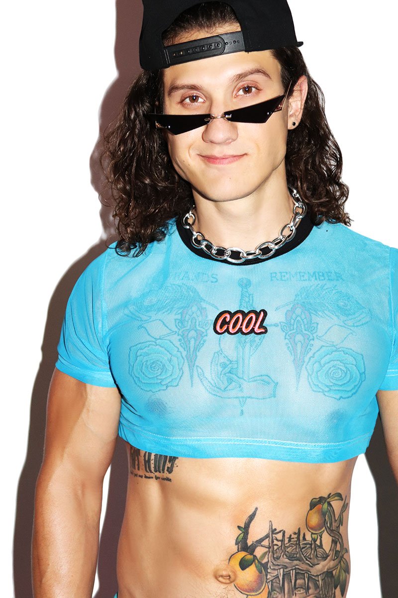 Cool Mesh Extreme Crop Tee- Blue